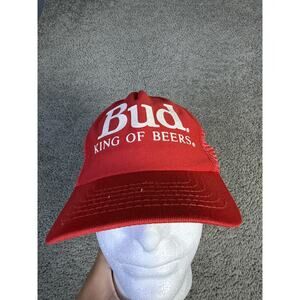Vintage Budweiser Hat Cap Snap Back Mens One Size KING OF BEERS Trucker Mesh